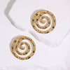 Women's Minimalist Round Stainless Steel Earrings With Gold Electroplated Finish And Light Luxury Style