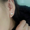 Women's Minimalist 925 Silver Pearl Earrings Inlaid With Freshwater Pearls Oblate Shape