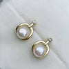 Women's Minimalist 925 Silver Pearl Earrings Inlaid With Freshwater Pearls Oblate Shape