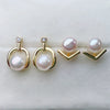 Women's Minimalist 925 Silver Pearl Earrings Inlaid With Freshwater Pearls Oblate Shape