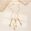 Women's Minimalist Stainless Steel And Titanium Steel Drop Shape Pendant Necklace And Earrings Twopiece Set With Electroplating And Bone Chain