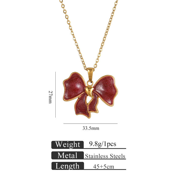 Women's Minimalist Stainless Steel And Titanium Steel Love Pendant Necklace With Snake Bone Chain And Heart Shape Dripping Oil Design