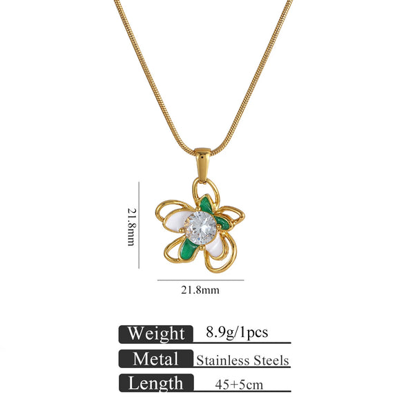 Women's Minimalist Stainless Steel And Titanium Steel Love Pendant Necklace With Snake Bone Chain And Heart Shape Dripping Oil Design