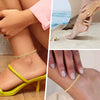 Women's Minimalist Stainless Steel Anklet Set With Geometric Snake Bone And Cuban Twist Chain Design