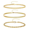 Women's Minimalist Stainless Steel Anklet Set With Geometric Snake Bone And Cuban Twist Chain Design