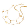 Women's Minimalist Stainless Steel Geometric Diamond Moon Star Tassel Pendant Bracelet With Electroplating