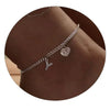 Women's Minimalist Stainless Steel Heart Shaped Letter Anklet With Heart Pendant Ankle Chain Foot Jewelry