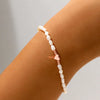 Women's Minimalist Stainless Steel Irregular Imitation Pearl Beaded Heart Bracelet With Adjustable Electroplated Design