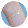 Women's Minimalist Stainless Steel Layered Bracelet With Letter Pendant And Beaded Thin Chain Electroplated Simple Versatile Jewelry