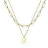 Women's Minimalist Stainless Steel Layered Letter Necklace With Box Chain And Electroplated Clavicle Chain Design