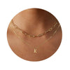 Women's Minimalist Stainless Steel Layered Letter Necklace With Box Chain And Electroplated Clavicle Chain Design
