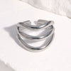 Women's Minimalist Stainless Steel Open Ring With Geometric Line Design And Gold Electroplated Finish
