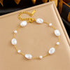 Women's Minimalist Stainless Steel Pearl Chain Accessories Necklace Bracelet With Electroplating
