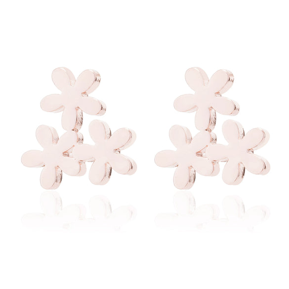 Women's Minimalist Stainless Steel Small Flower Petal Earrings With Electroplated Finish