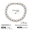 Women's Minimalist Stainless Steel Square Geometric Pattern Watch With Tennis Chain Bracelet And White Zircon 18K Gold Electroplated