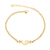 Women's Minimalist Star And Moon Bracelet In Stainless Steel With Gold Inlay Detail