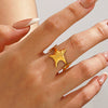 Women's Minimalist Starfish Open Ring In Gold Tone Stainless Steel With Electroplated Finish