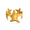 Women's Minimalist Starfish Open Ring In Gold Tone Stainless Steel With Electroplated Finish