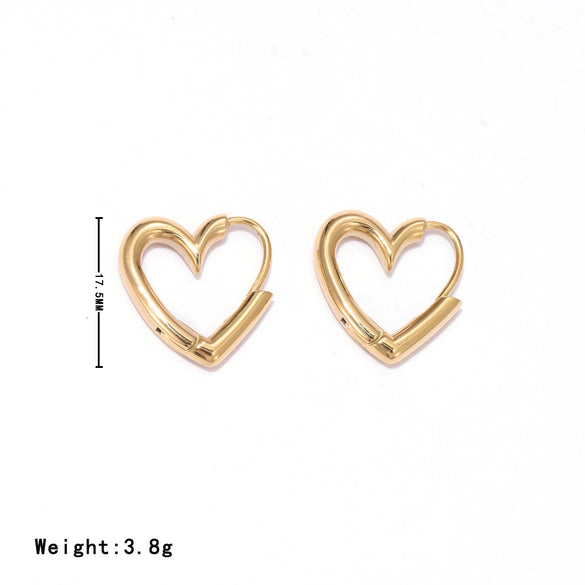 Women's Minimalist Titanium Steel Heart Shape Electroplating Earrings