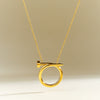 Women's Minimalist Twisted Nail Shaped Stainless Steel Necklace With 18K Vacuum Plated Geometric Pendant