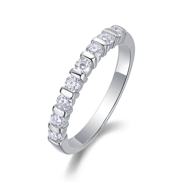 Women's Minimalist Versatile Fashion S925 Silver Geometric Moissanite Ring Set With Diamonds