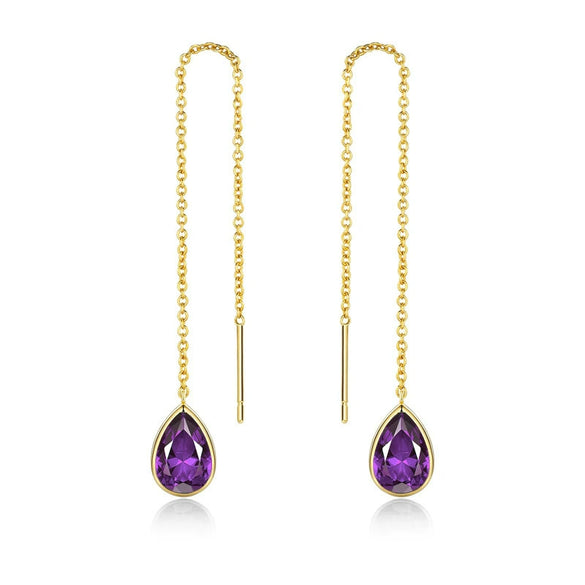 Women's Minimalist Vintage Water Drop Geometric Copper Earrings With Electroplated Gold Finish
