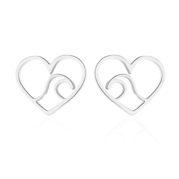 Women's Minimalist Wave Pattern Hollow Round Geometric Earrings In Electroplated Stainless Steel