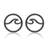 Women's Minimalist Wave Pattern Hollow Round Geometric Earrings In Electroplated Stainless Steel