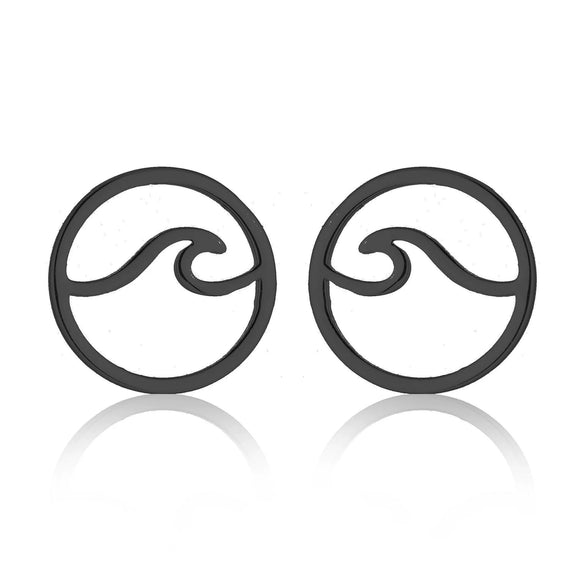 Women's Minimalist Wave Pattern Hollow Round Geometric Earrings In Electroplated Stainless Steel