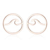 Women's Minimalist Wave Pattern Hollow Round Geometric Earrings In Electroplated Stainless Steel