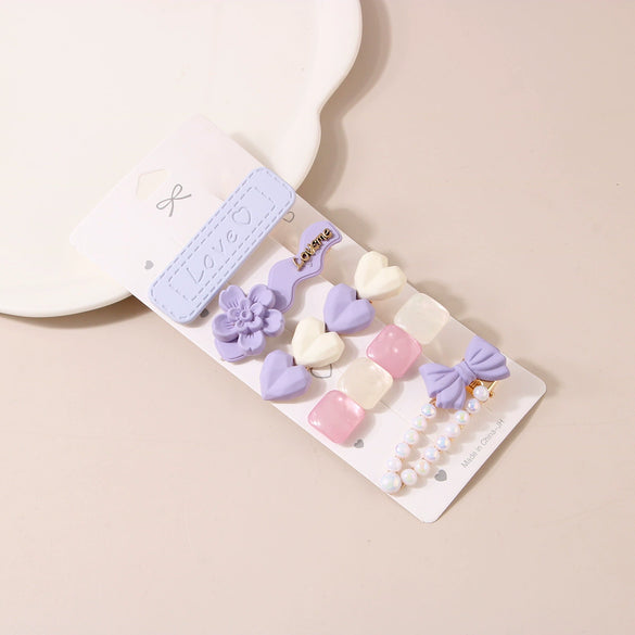 Women's Mixed Material Heart Shaped Inlaid Rhinestone Hairpin Hair Accessories