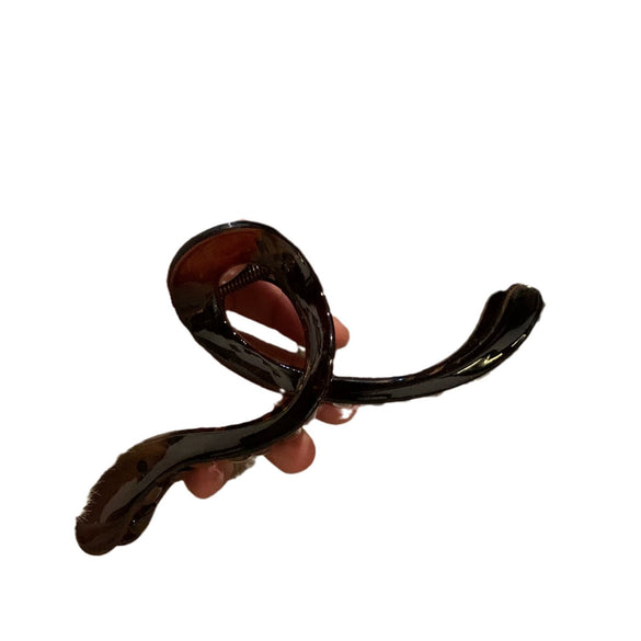 Women's Mixed Materials Handmade Black Teacolored Hairpin Large Claw Clip Shark Clip Hair Accessory