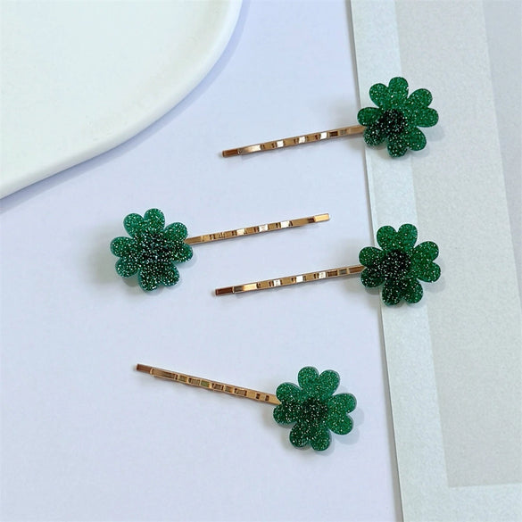 Women's Mixed Materials Handmade Fourleaf Clover Bangs Hairpin Ancient Sweet And Cute Style