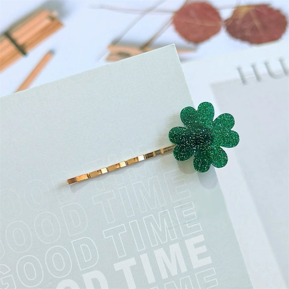 Women's Mixed Materials Handmade Fourleaf Clover Bangs Hairpin Ancient Sweet And Cute Style