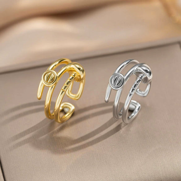 Women's Modern Minimalist Geometric Gold Plated Copper Polished Plating Nail Ring