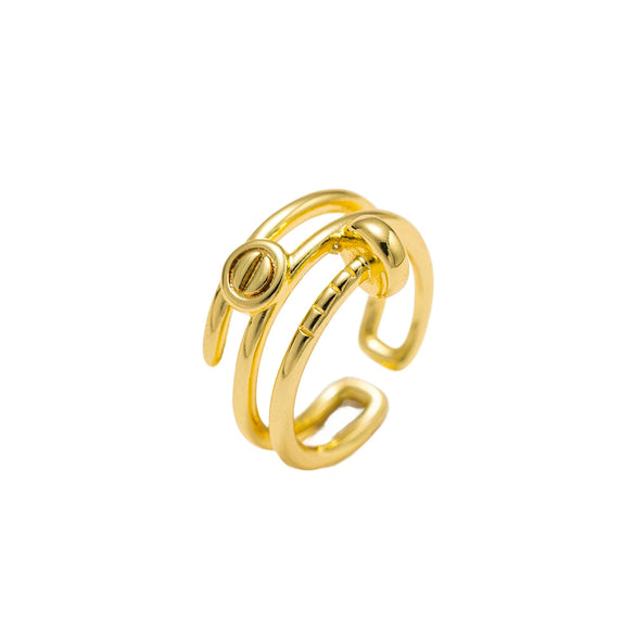 Women's Modern Minimalist Geometric Gold Plated Copper Polished Plating Nail Ring