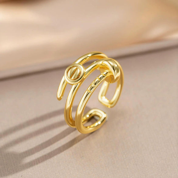 Women's Modern Minimalist Geometric Gold Plated Copper Polished Plating Nail Ring