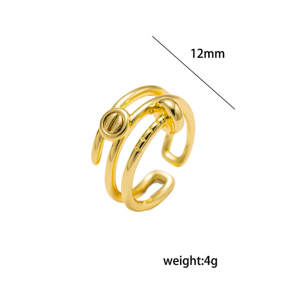 Women's Modern Minimalist Geometric Gold Plated Copper Polished Plating Nail Ring