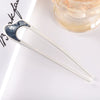 Women's Modern Minimalist Ushaped Acetate Hairpin With Frosted Metal Plate Detail Antiqueinspired Hair Accessory