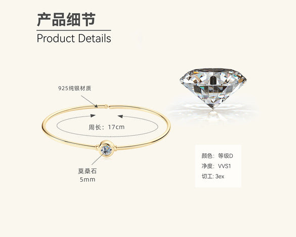 Women's Moissanite Bracelet 925 Sterling Silver Geometric Style Electroplated