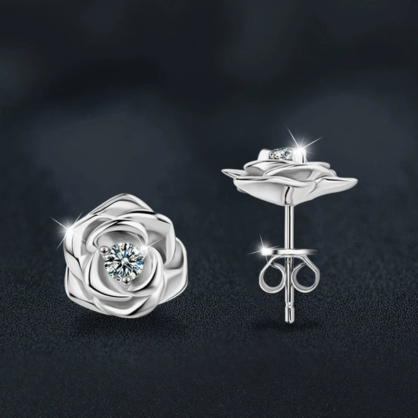 Women's Moissanite Flower Earrings S925 Sterling Silver Set With Diamonds Fashion Style