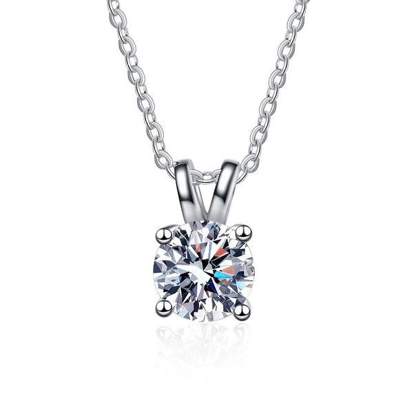 Women's Moissanite Necklace 925 Sterling Silver Plated Pt950 Gold Round Pendant With Animals Zodiac Pattern Set With Precious Stones