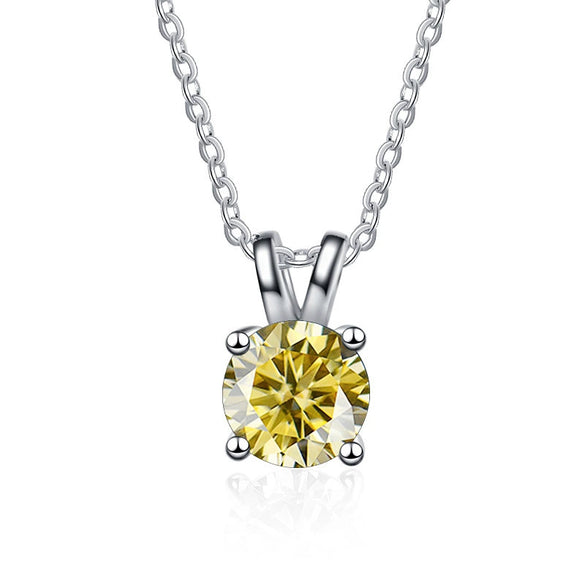Women's Moissanite Necklace 925 Sterling Silver Plated Pt950 Gold Round Pendant With Animals Zodiac Pattern Set With Precious Stones
