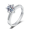 Women's Moissanite Ring In S925 Silver Geometric Single Row Six Claw Engagement Ring With Electroplated Finish