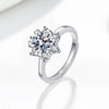 Women's Moissanite Ring S925 Sterling Silver Geometric Round Cut Snowflake Electroplated