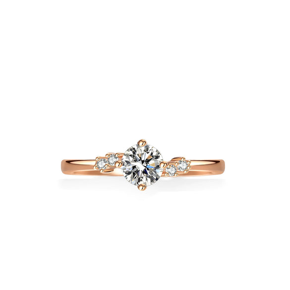 Women's Moissanite Ring Silver Princess Crown Style Plated Champagne Gold