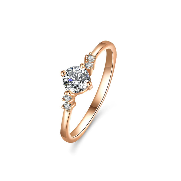 Women's Moissanite Ring Silver Princess Crown Style Plated Champagne Gold