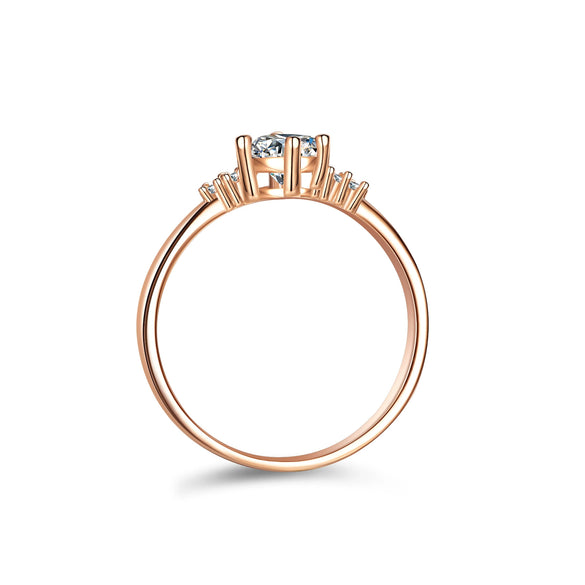 Women's Moissanite Ring Silver Princess Crown Style Plated Champagne Gold