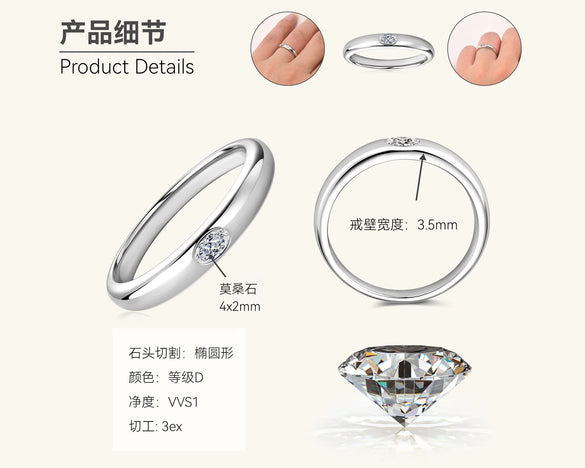 Women's Moissanite Ring 925 Sterling Silver Geometric Style Electroplated
