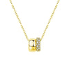 Women's Moissanite S925 Sterling Silver Geometric Double Circle Pendant Necklace Set With Diamonds